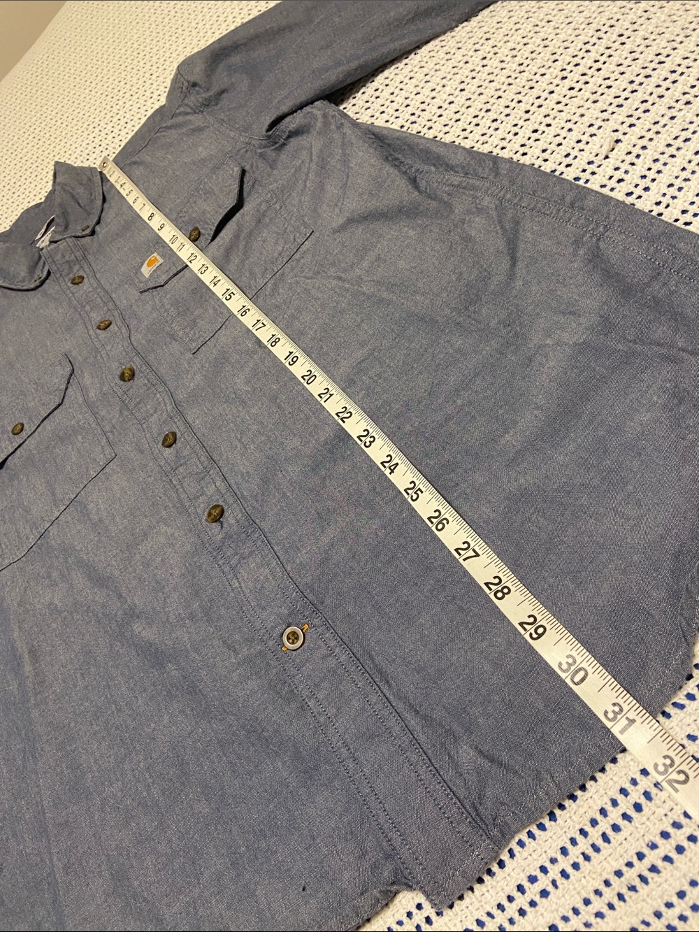 Carhartt Relaxed Fit Denim Blue Chambray Button Up Cotton Size Medium - Picture 9 of 11